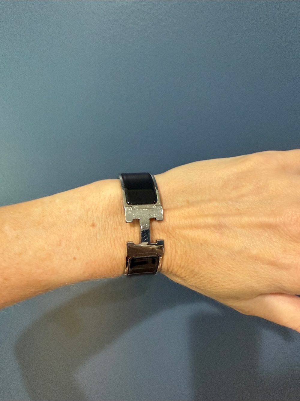 Hermes Black Enamel H-Link Bracelet Wristband